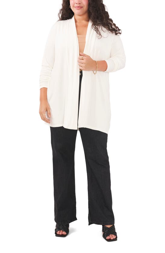 Vince Camuto Plus Size Cozy Open Front Duster Jacket In New Ivory
