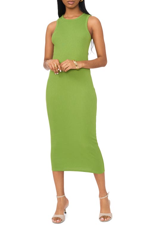1.state Back Cutout Cotton Rib Midi Dress In Salted Lime Green