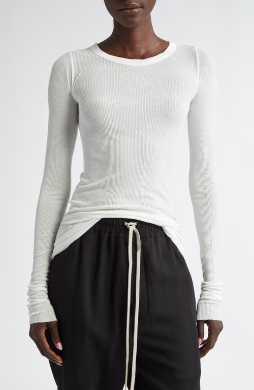 Shop Rick Owens Rib Long Sleeve T-shirt In Milk