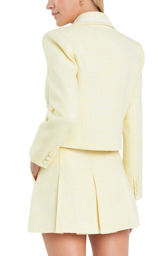 Shop English Factory Double Breasted Tweed Blazer In Yellow