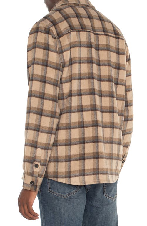 Shop Liverpool Plaid Shirt Jacket In Tan Brown Multi