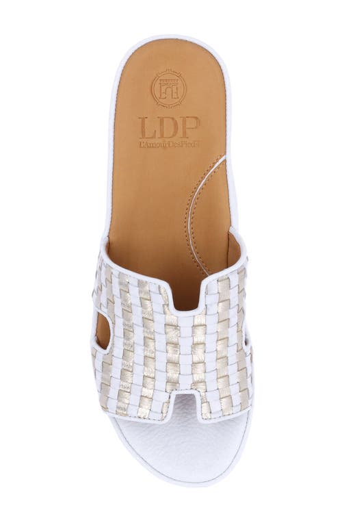 L'amour Des Pieds Cusaro Platform Wedge Slide Sandal In White/gold