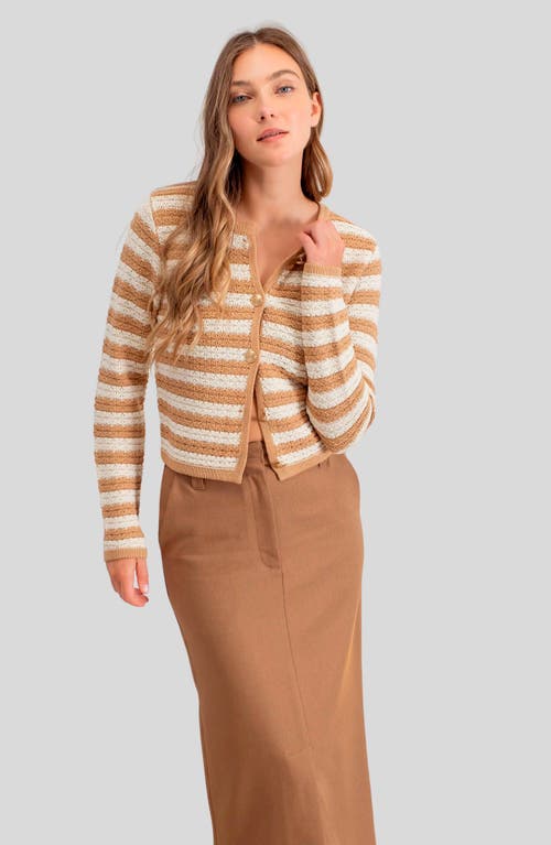 BLU PEPPER BLU PEPPER STRIPE BUTTON FRONT CROP CARDIGAN 