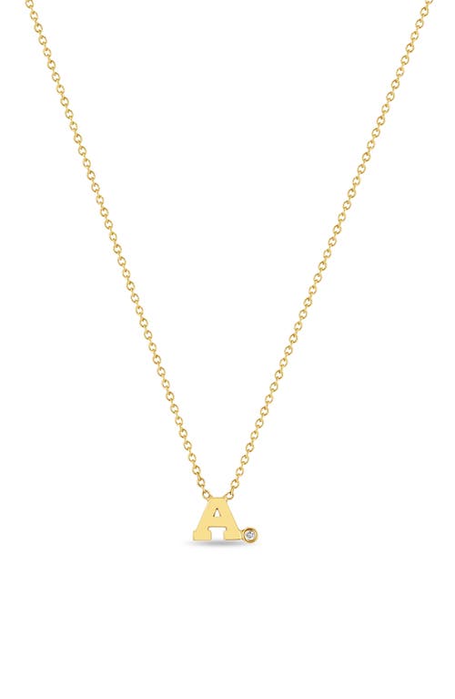 Zoë Chicco Diamond Initial Pendant Necklace in Yellow Gold-A at Nordstrom, Size 16