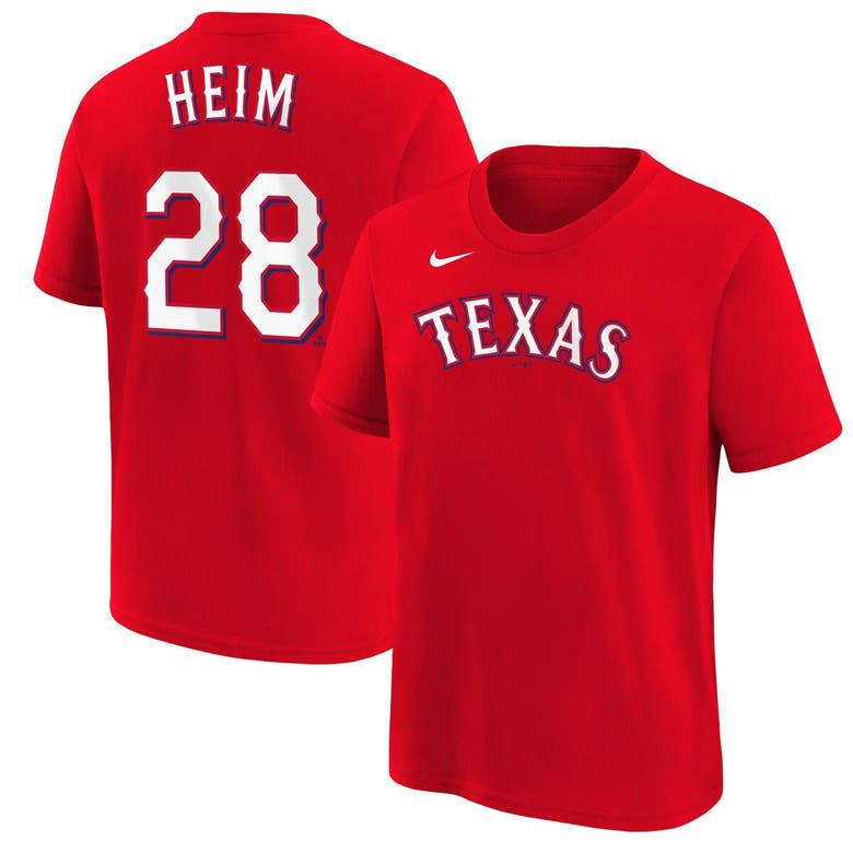 Shop Nike Youth  Jonah Heim Red Texas Rangers Name & Number T-shirt