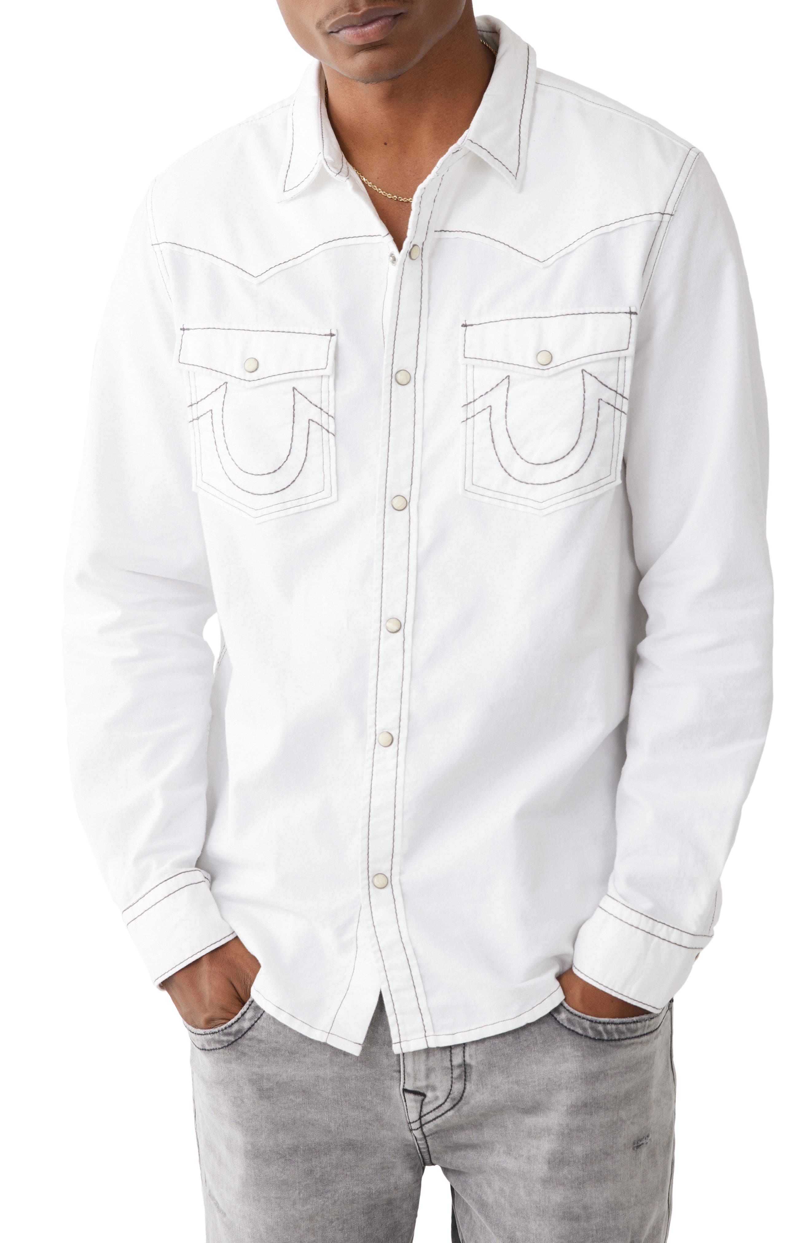 true religion white button up shirt