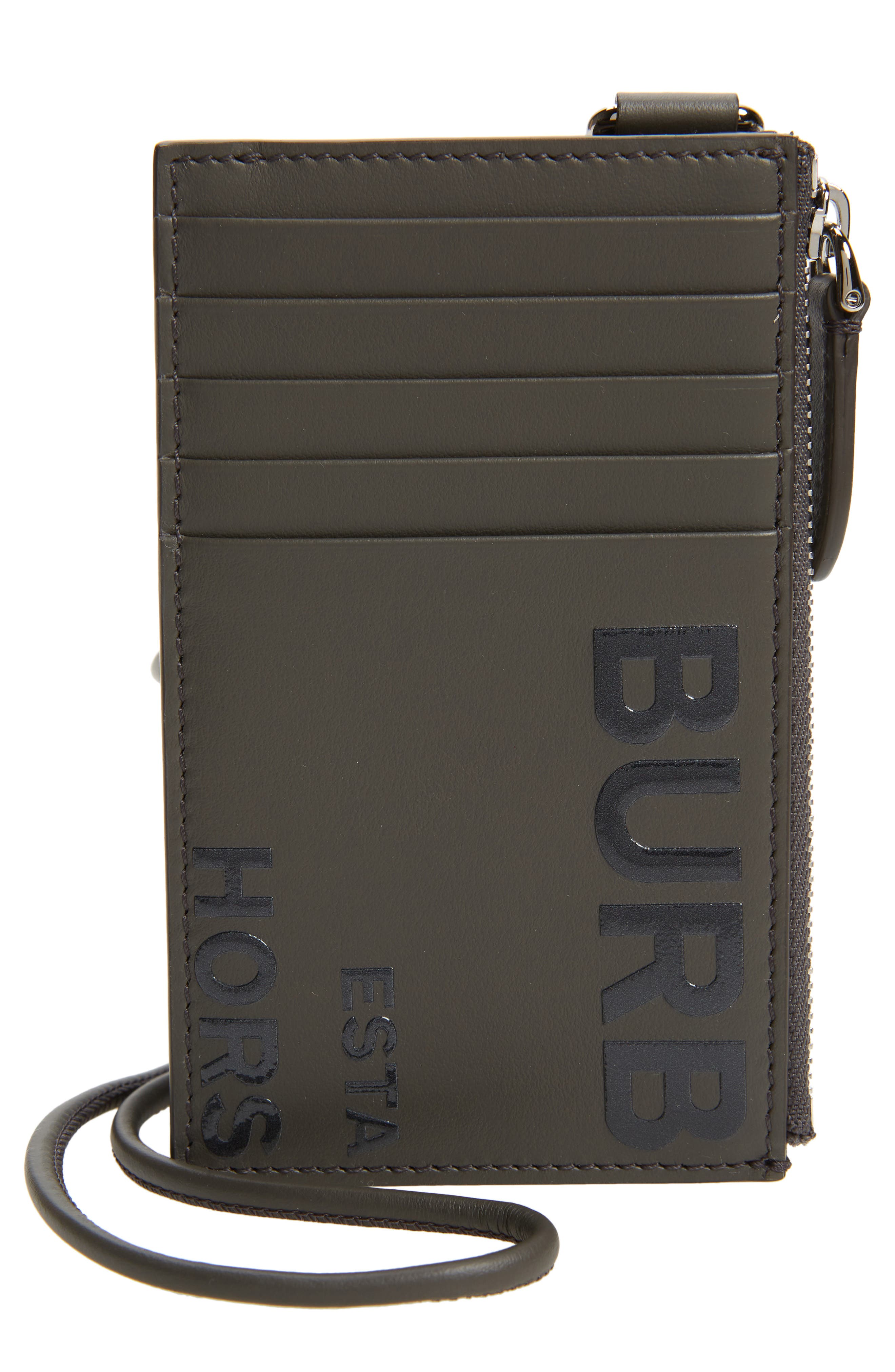 Burberry Alwyn Horseferry Logo Leather Lanyard Card Case in Graphite at Nordstrom