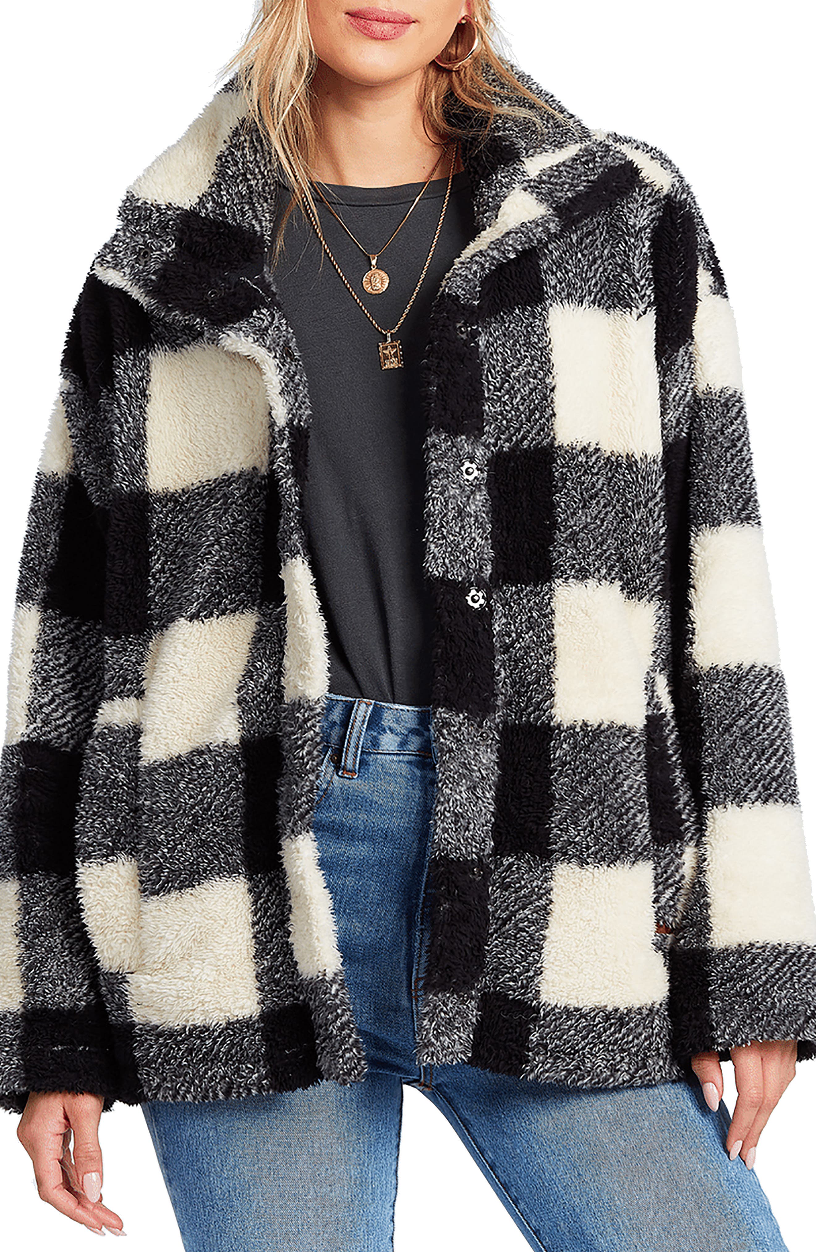 cozy days faux fur jacket billabong