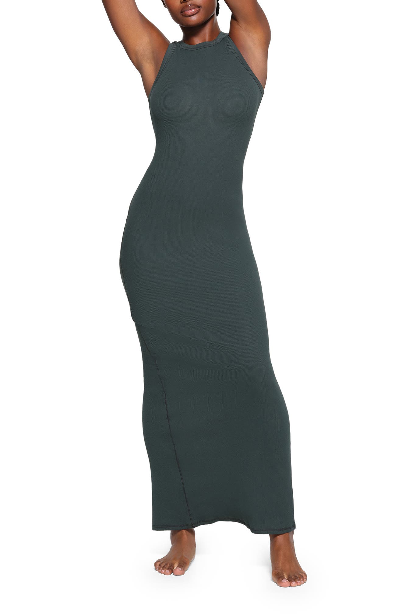slim fit dress slacks Maritza Dress, Textured Organic Poplin, Fern