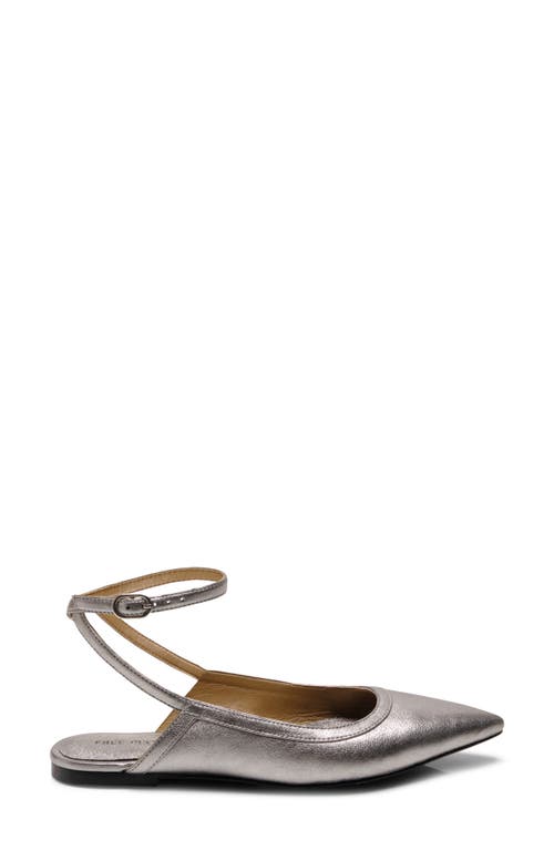 Free People Jules Pointy Toe Ankle Strap Leather Flat In Gunmetal