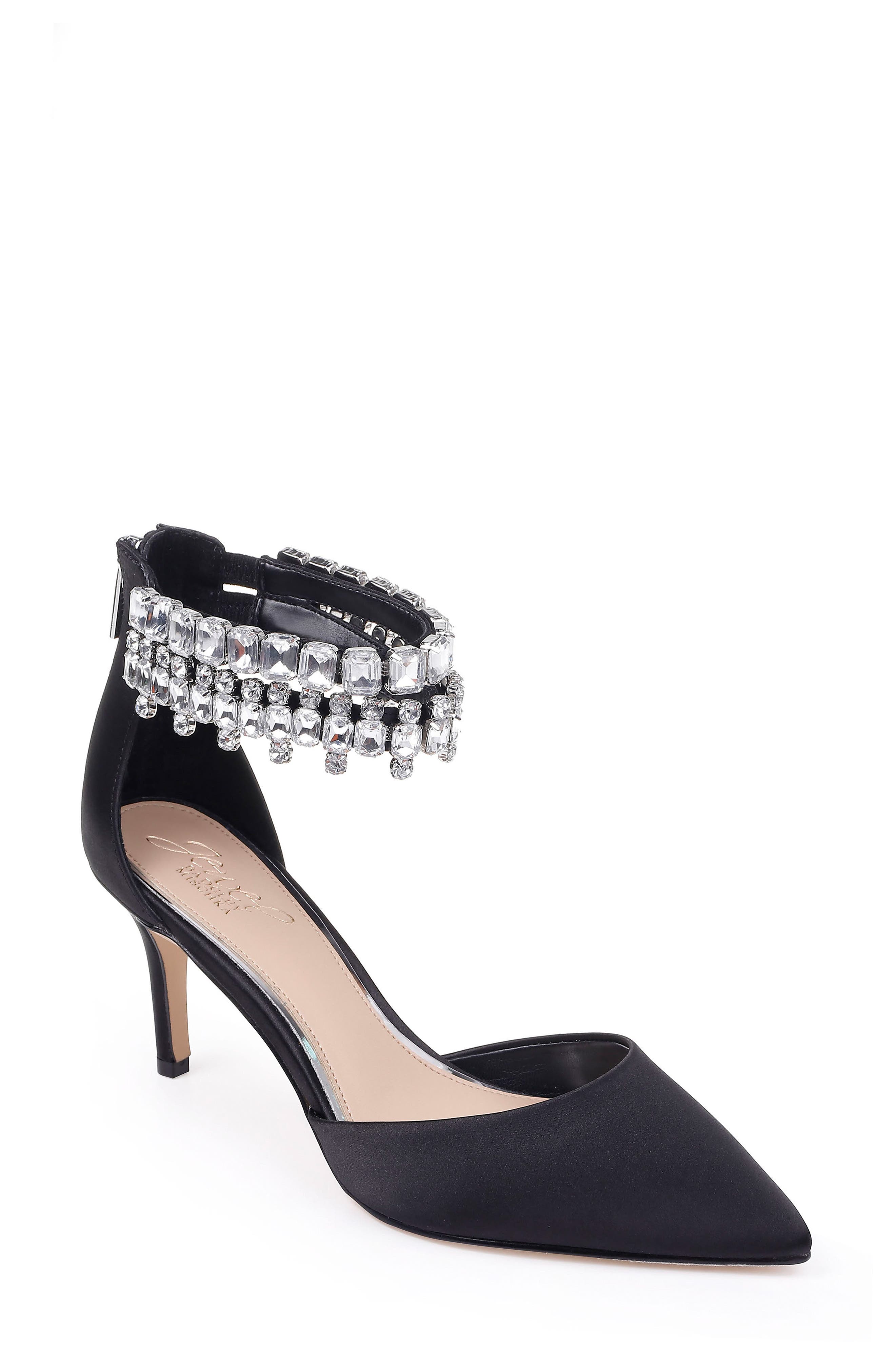 Jewel Badgley Mischka Damonica Crystal Embellished Sandal- Black
