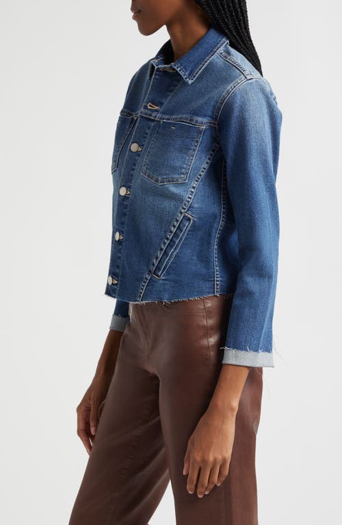 Shop L Agence L'agence Janelle Slim Raw Edge Denim Jacket In Cannes