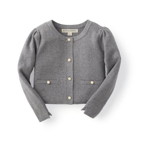 Hope & Henry Girls' Milano Stitch Cardigan, Kids In Gray