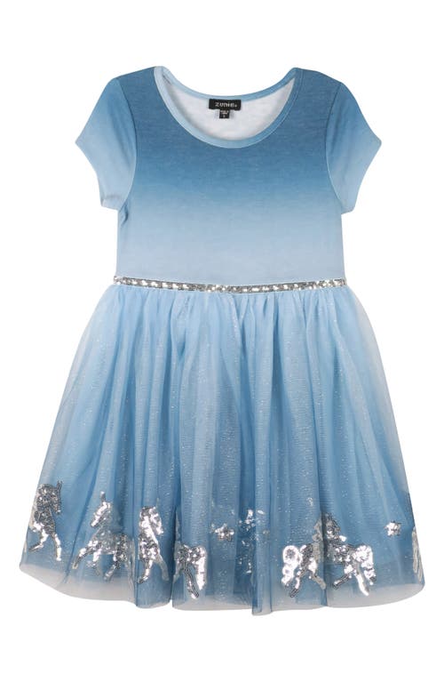 Shop Zunie Kids' Gradient Tulle Party Dress In Dusty Blue