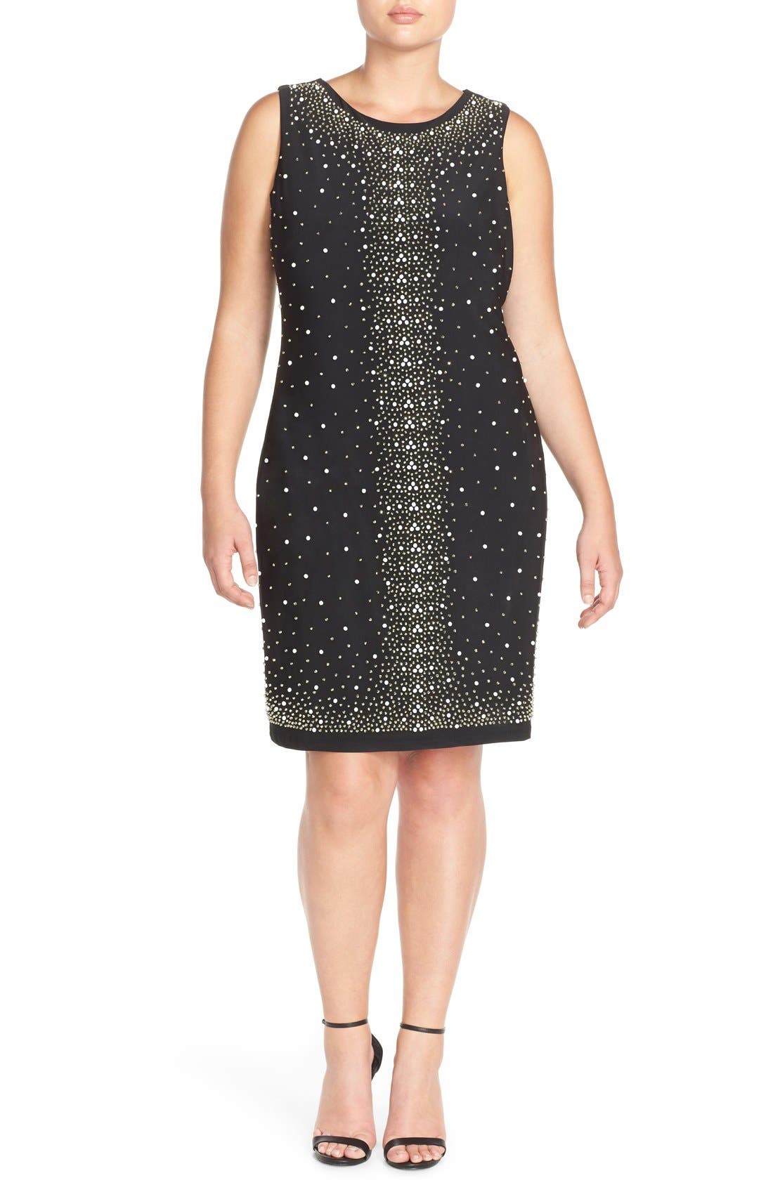 Chetta B Placed Bead Sleeveless Party Dress (Plus Size) | Nordstrom