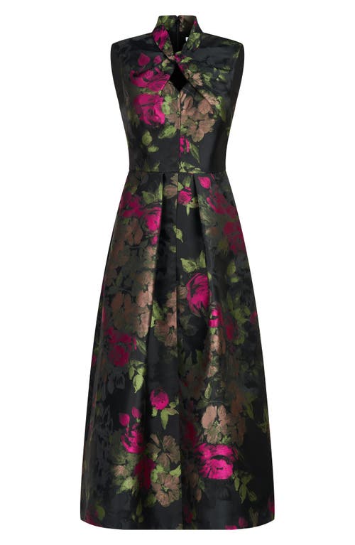 Shop Kay Unger Rosemarie Floral Cocktail Dress In Bright Rose Multi