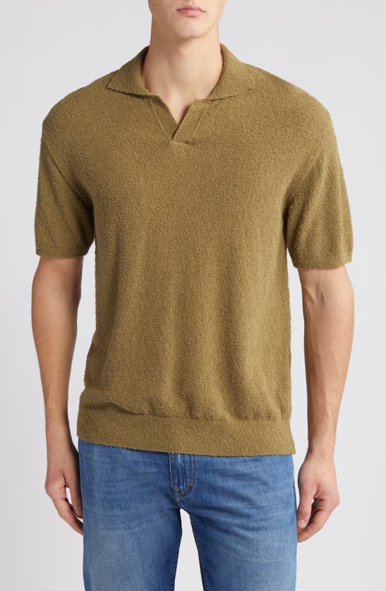 Shop Closed Textured Johnny Collar Shirt In Sage Tea