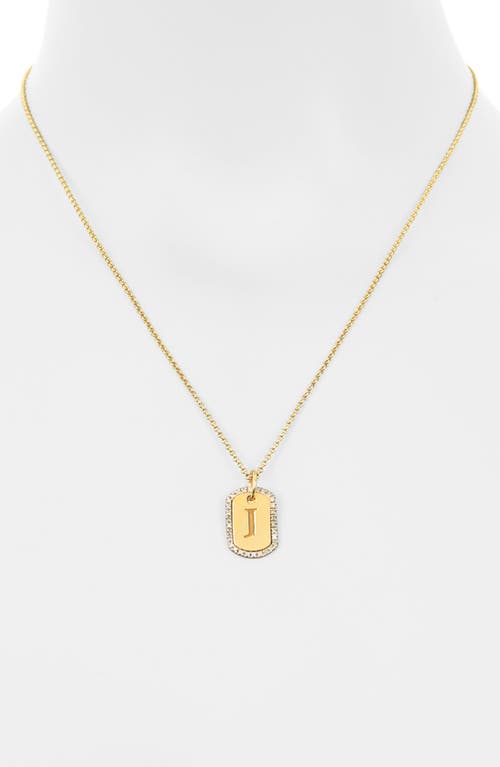 Meshmerise Diamond Initial Dog Tag Pendant Necklace In Yellow-j