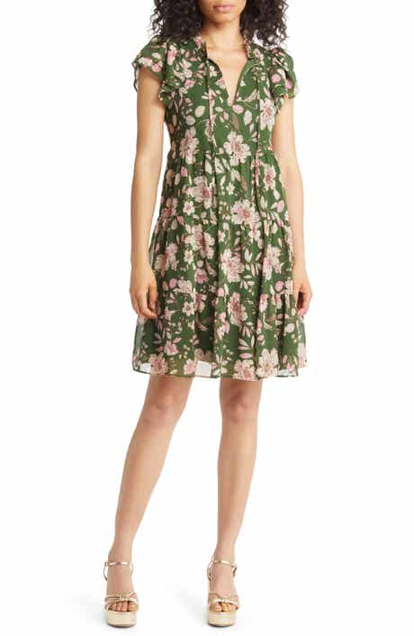 Eliza J Lace Trim Seersucker Off the Shoulder Dress Nordstromrack