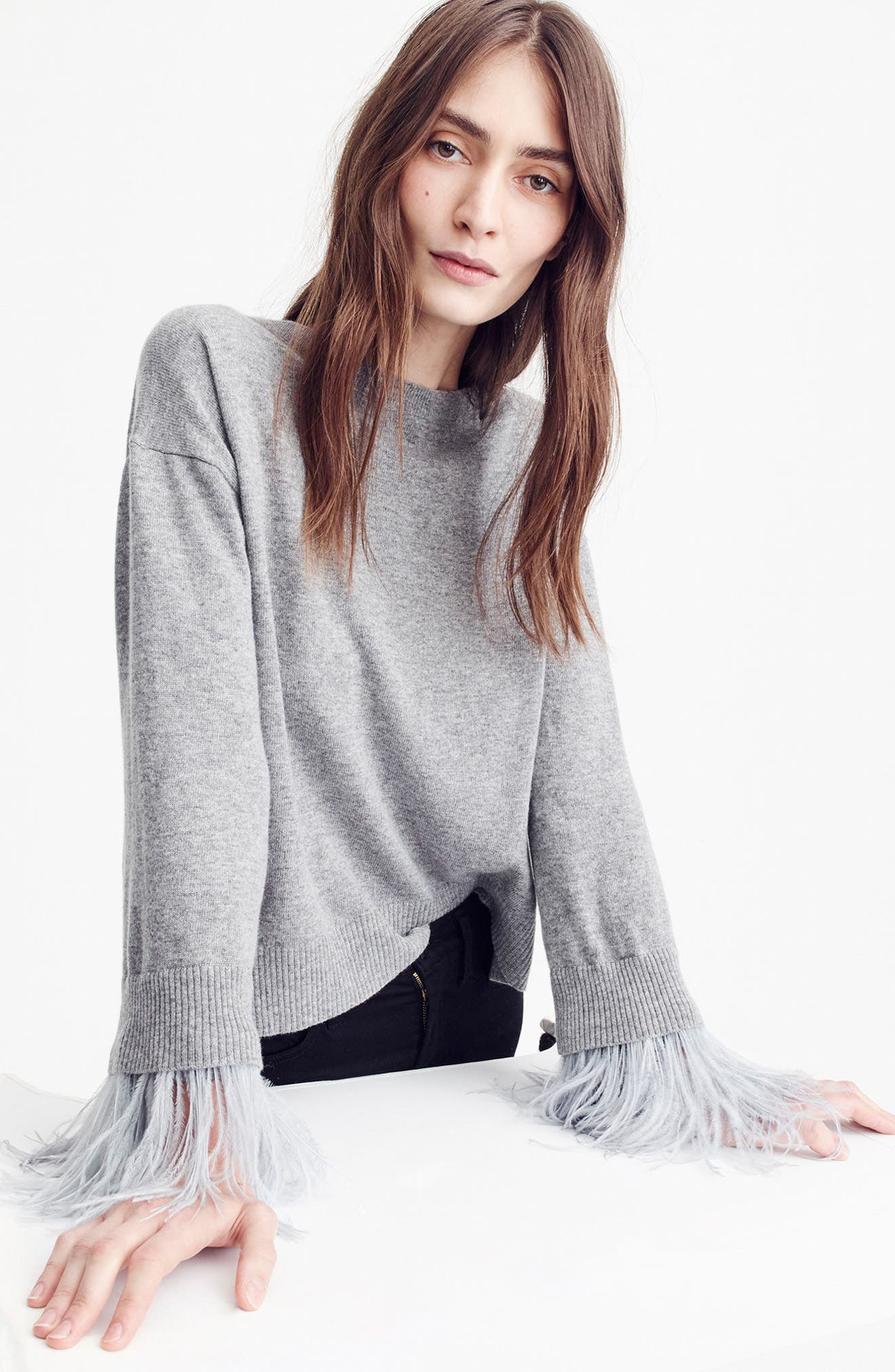 feather sleeve sweater
