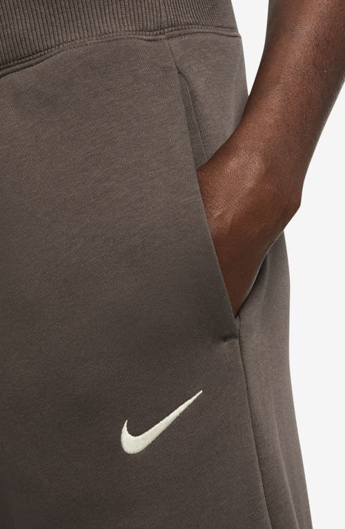 Shop Nike Sportswear Phoenix High Waist Wide Leg Sweatpants In Baroque Brown/sail