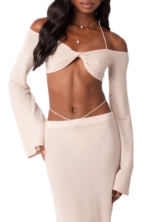 EDIKTED Celeste Off the Shoulder Crop Top Cream at Nordstrom,