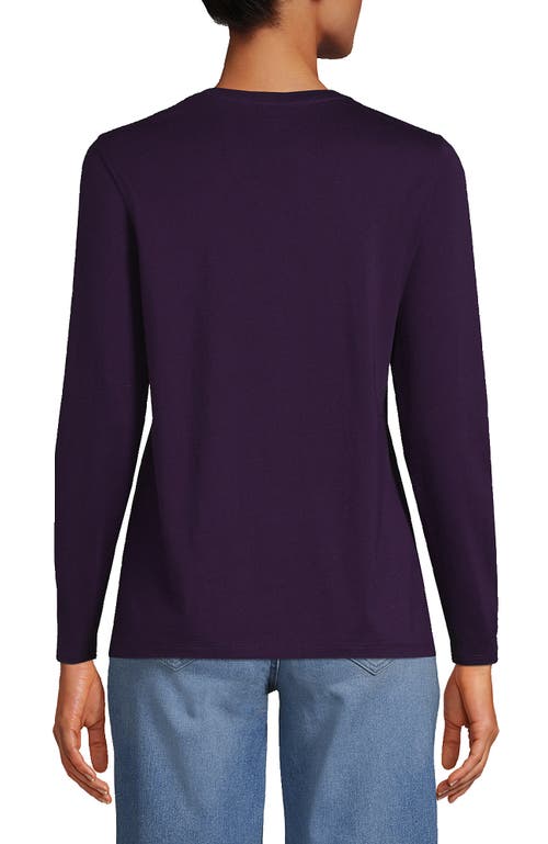 Shop Lands' End Relaxed Supima Cotton Long Sleeve Crew Neck T-shirt In Blackberry