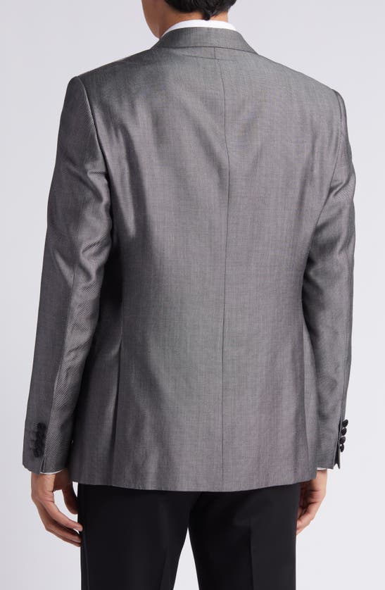 Shop Emporio Armani Microdot Virgin Wool Blend Tuxedo Jacket In Grey