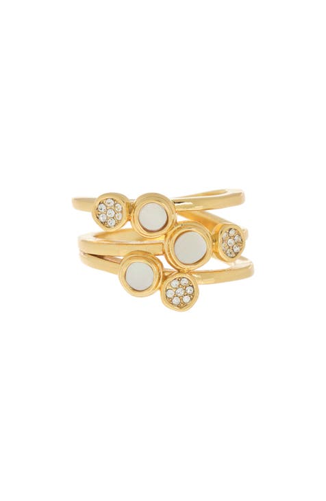 CZ & Mother of Pearl Faux Stack Ring