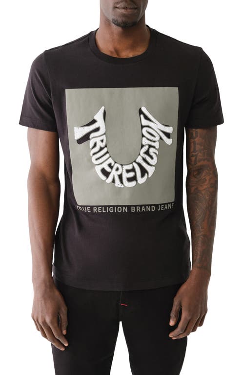 Shop True Religion Brand Jeans Warped Logo Graphic T-shirt In Jet Black