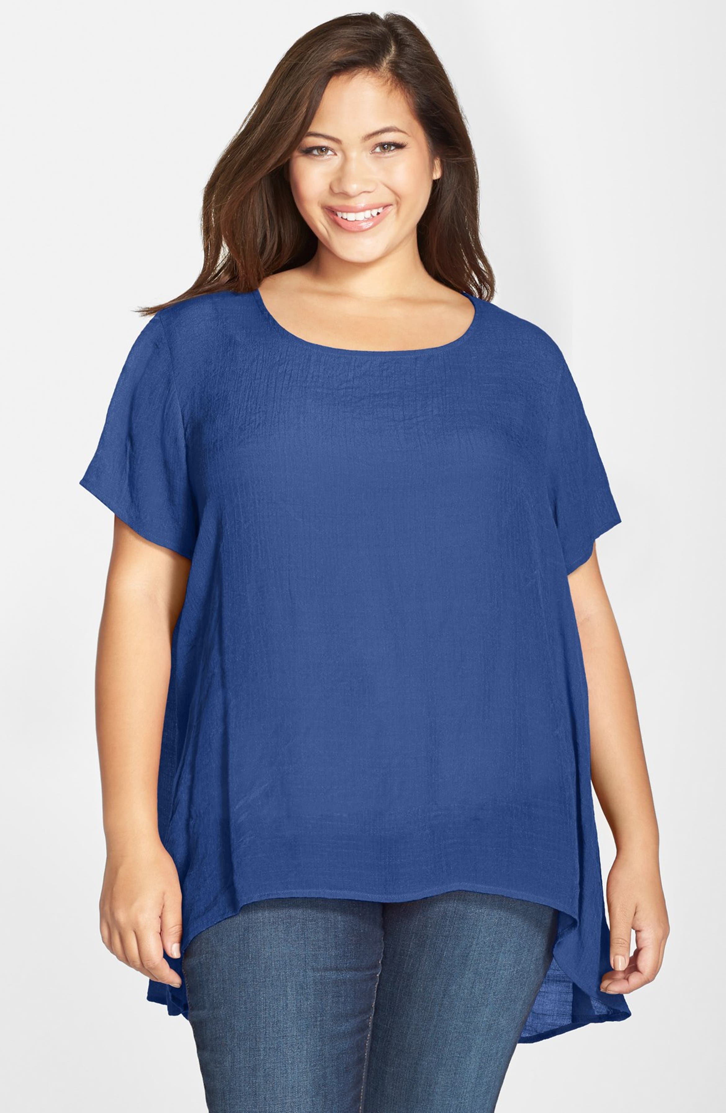 Bobeau High/Low Textured Blouse (Plus Size) | Nordstrom