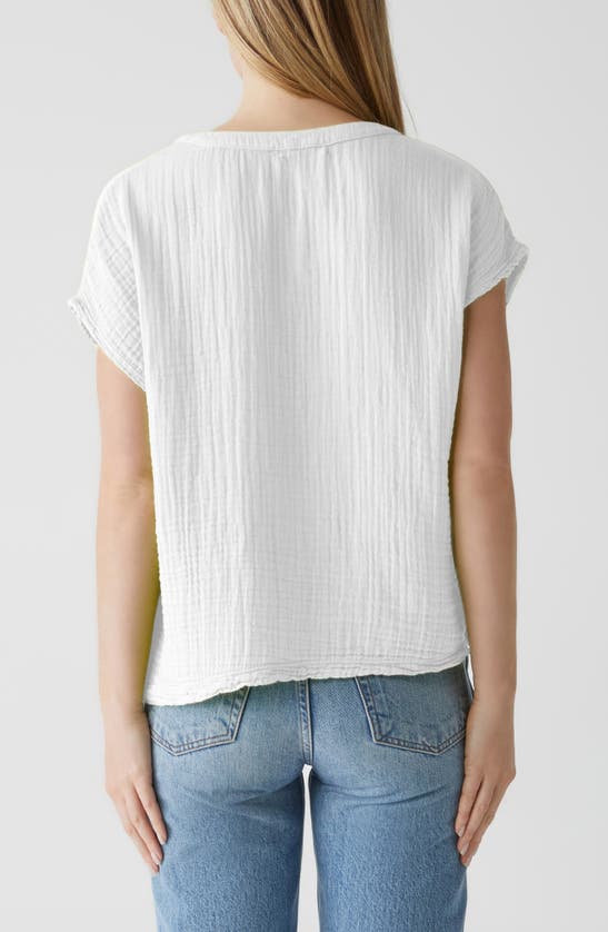 Michael Stars Naomi Split Neck Gauze Top In White