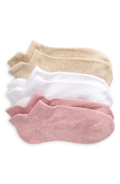 Nordstrom 3-pack Everyday Tab Ankle Socks In Pink Prince -oatmeal Multi