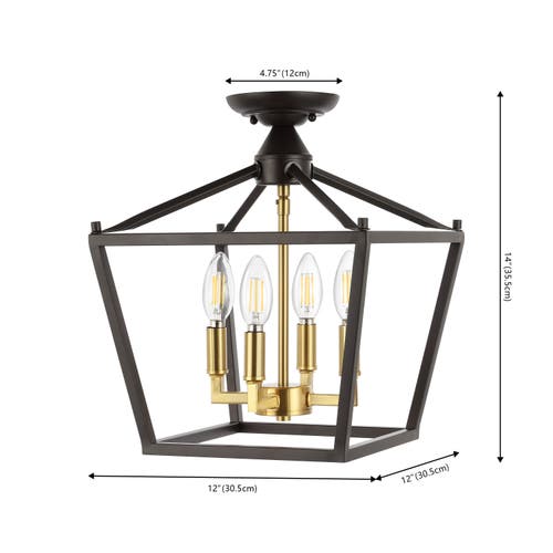 Jonathan Y Plains 4-light Iron Modern Farmhouse Led Flush Mount In Oil Rubbed Bronze/brass Gold