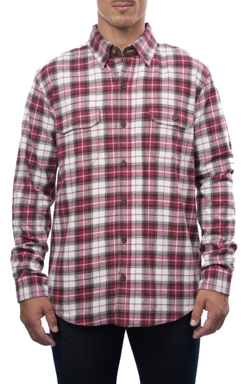 Heavyweight Brushed Flannel Button-Up Shirt in Rust Plaid