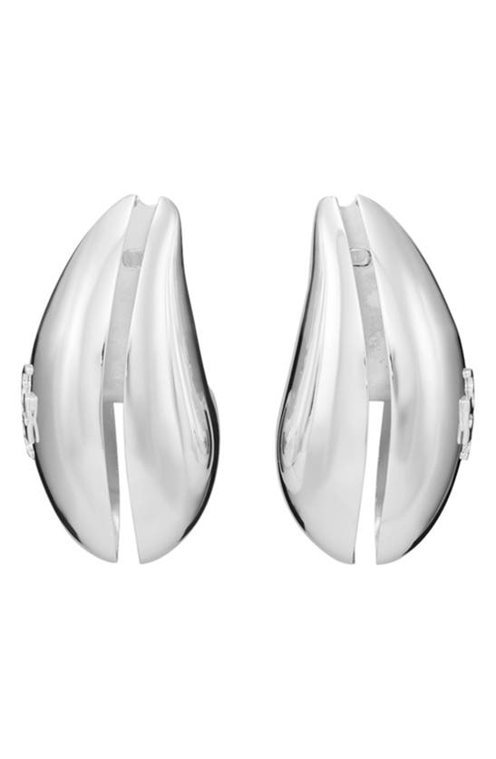 Tory Burch Wave Clip-on Earrings In Light Silver