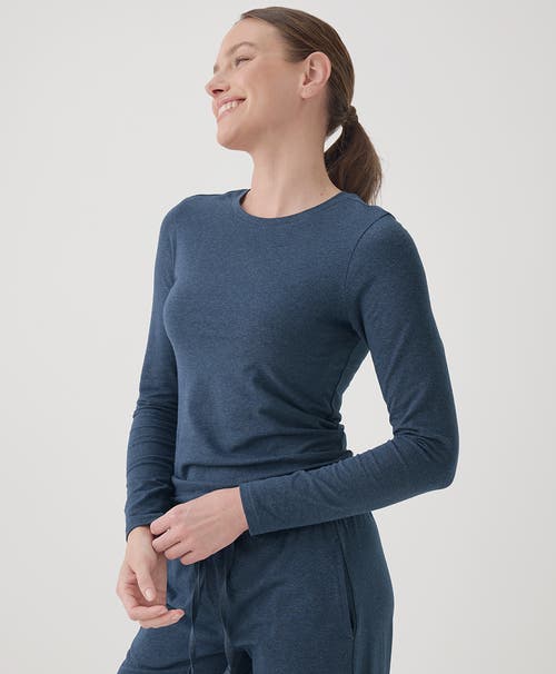 Shop Pact Organic Cotton Cool Stretch Fitted Long Sleeve Tee In French Navy Heather