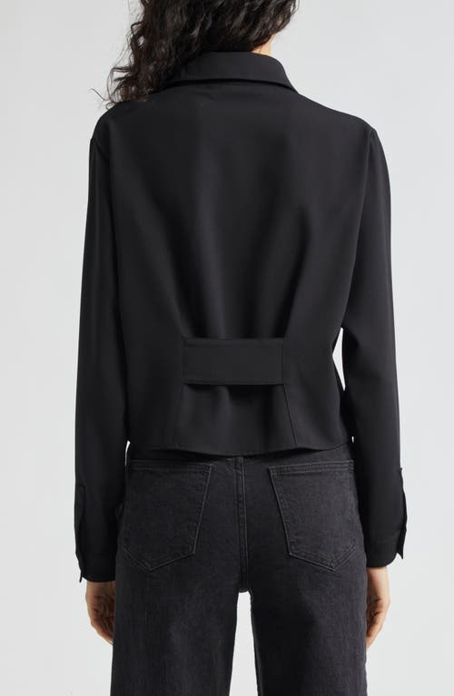 Shop Emporio Armani Pintuck Crepe Crop Jacket In Solid Black