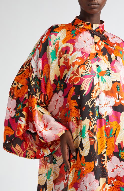 La Vie Style House Hibiscus Print Cover-up Caftan In Multi