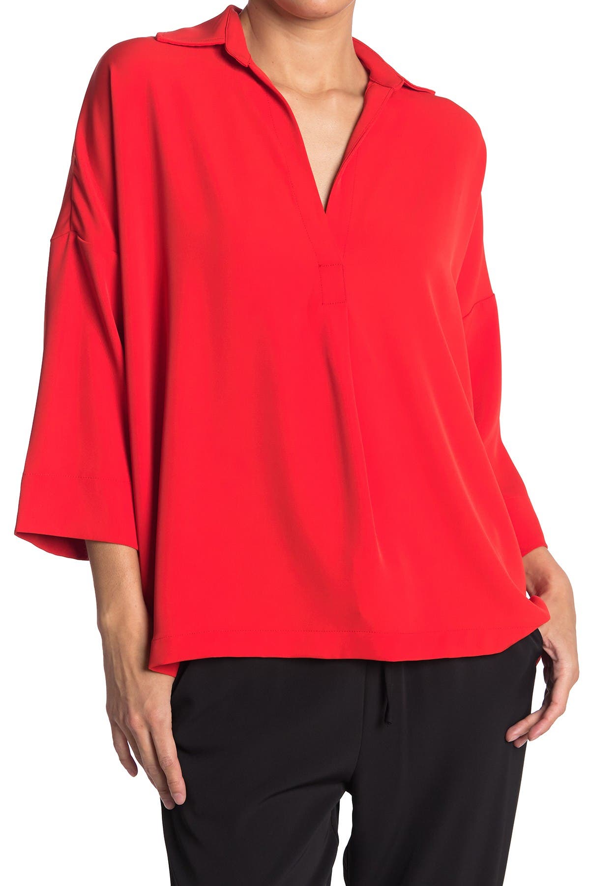 Melloday Pop Over Woven Top In Red