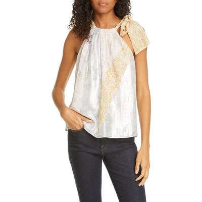 Rebecca Taylor Metallic Silk Blend Halter Top, Orange
