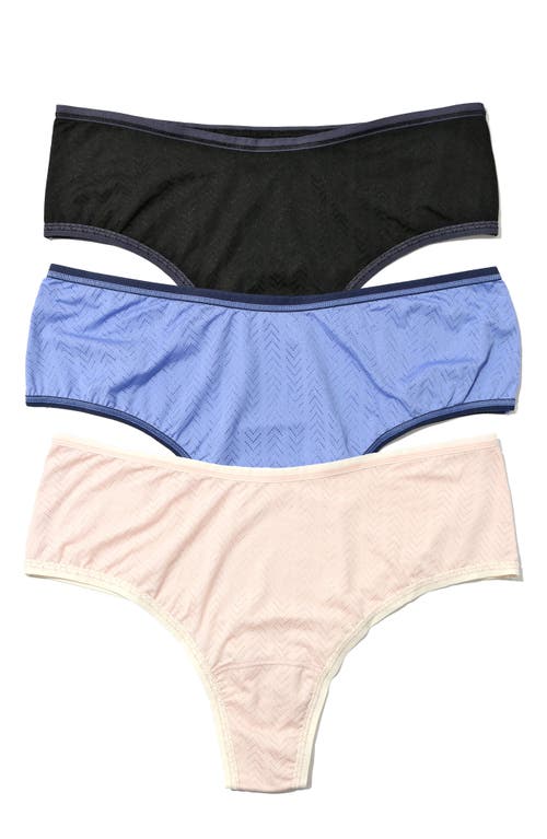 HANKY PANKY HANKY PANKY MOVECALM™ ASSORTED 3-PACK HIGH RISE THONGS 