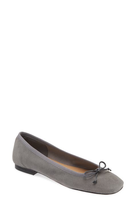 Grey suede flat shoes best sale