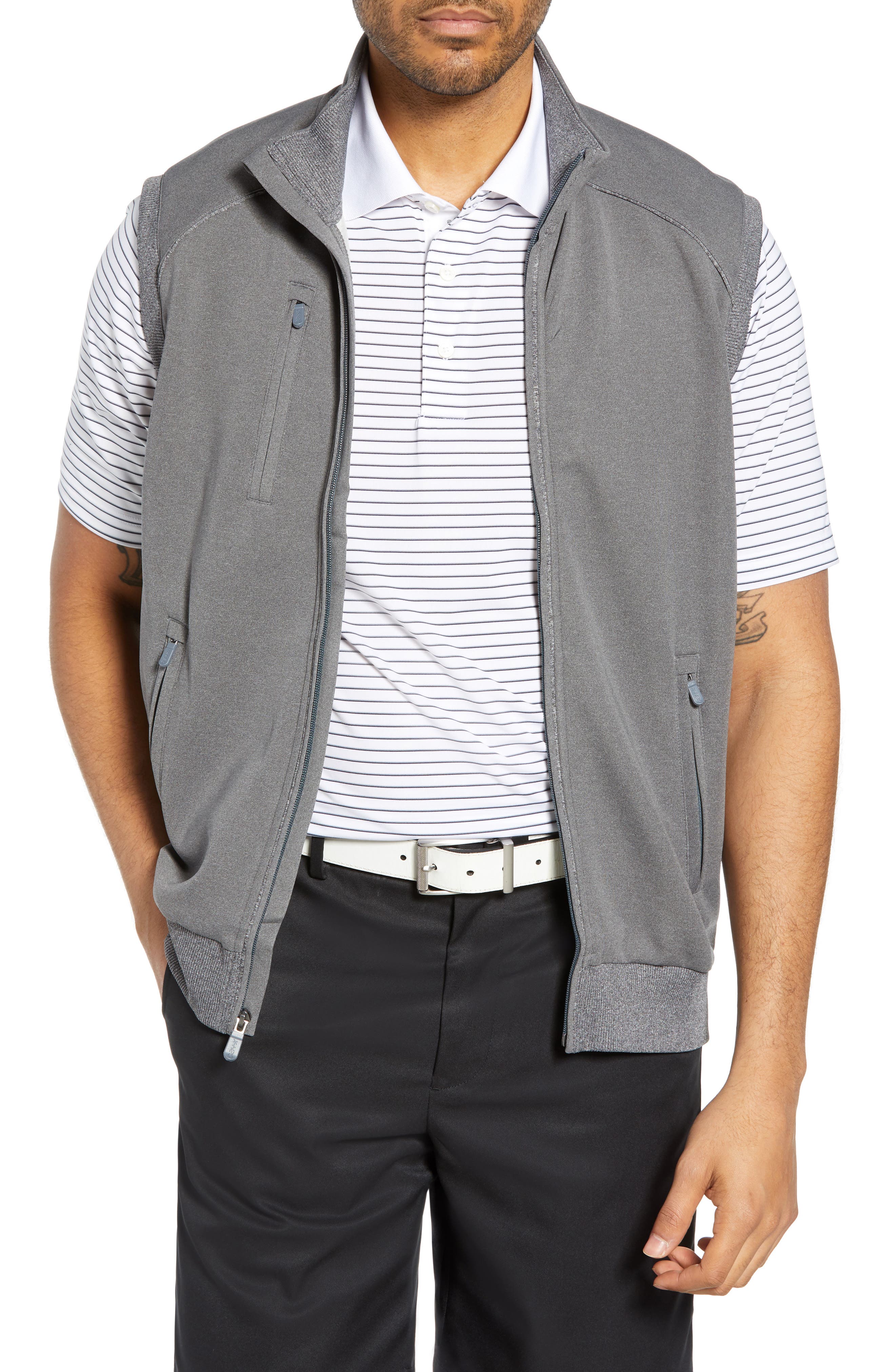 Bobby Jones Xh2O Denali Stretch Zip Golf Vest, Grey