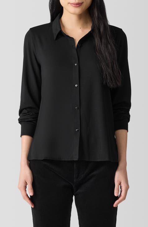 DKNY 100% Silk Black Button Up V-neck With Ruffle Long Sleeve Knit Light deals Sweater