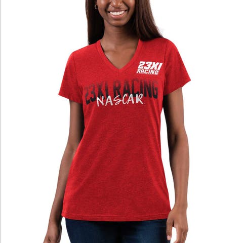 Women's G-III 4Her by Carl Banks Red Atlanta Braves Team Graphic V-Neck Fitted T-Shirt