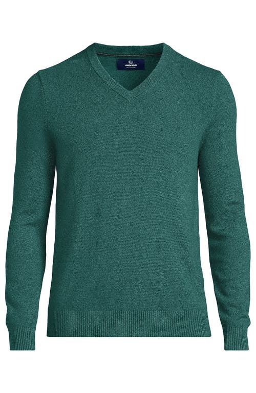 Shop Lands' End Fine Gauge Cashmere V-neck Sweater In Light Balsam Marl