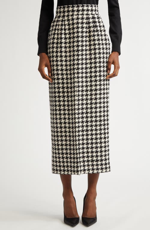 Dolce & Gabbana Houndstooth Wool And Cotton-blend Tweed Midi Skirt In Quadri-check-tartan