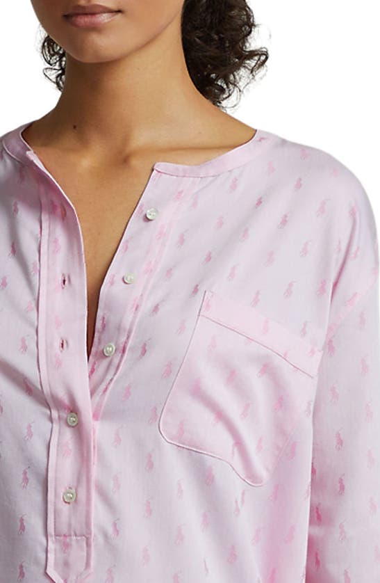 Shop Polo Ralph Lauren Logo Long Nightshirt In Prism Pink