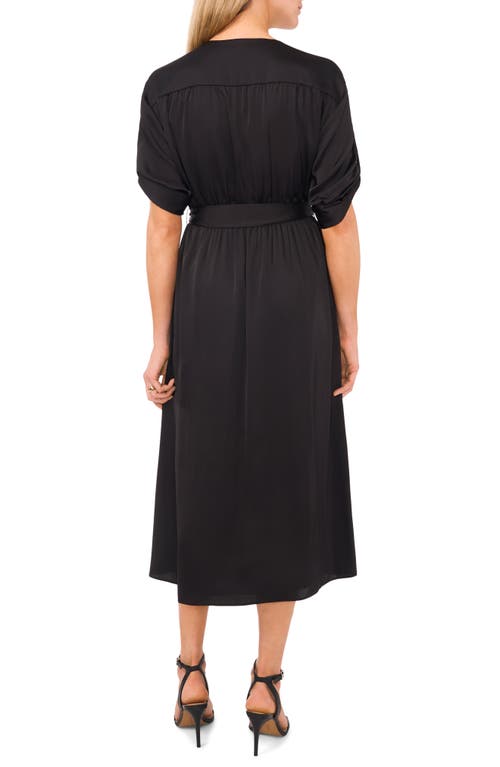 Shop Halogenr Halogen(r) Roll Cuff Faux Wrap Dress In Rich Black